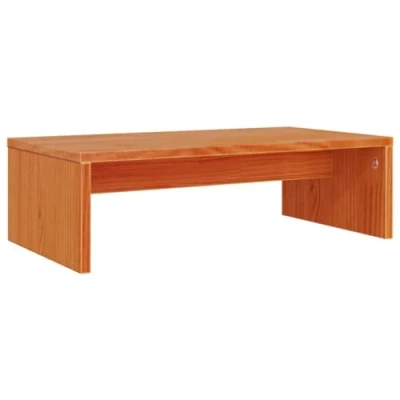 Image of vidaXL Monitor Stand in Wax Brown Solid Pine Wood Multi Functional Riser for Desk, 50x27x15 cm, Ergonomic Display Shelf Home Office/Living Room
