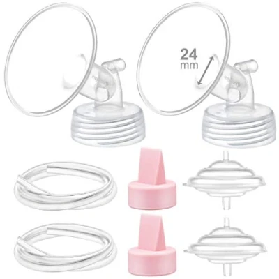 Image of Maymom Pump Part Compatible with Spectra S2 S1 9 Plus Breastpump Not Original Replacement 24mm Flange Duckbill Valve Pink