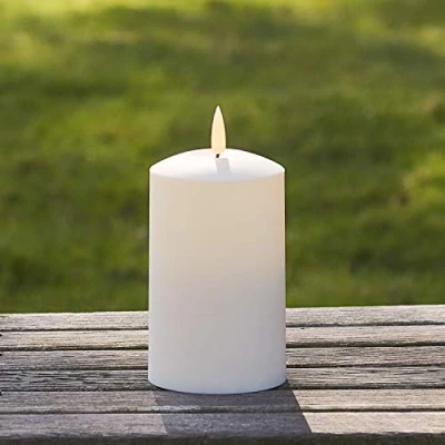 Image of Lights4fun TruGlow® Medium Outdoor Waterproof Flameless LED Pillar Candle Battery Operated with Timer 12.5cm