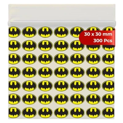 Image of Grip Seal Bags Zip Lock Resealable Plastic Baggies (30x30 mm (300 Pcs), Bat)
