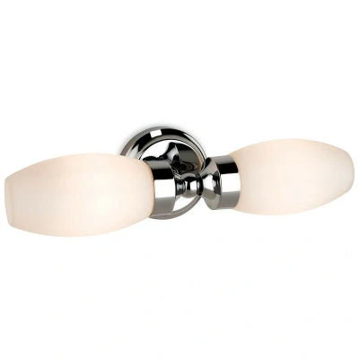 Image of Reef 2 Light Bathroom Wall Chrome with Opal Glass IP44, E14