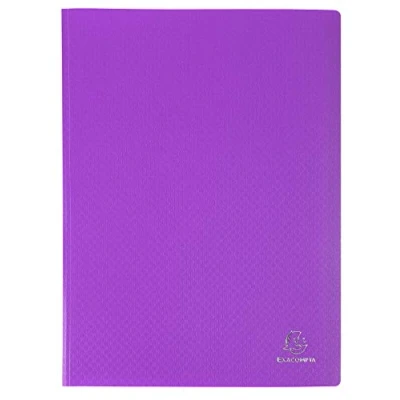 Image of Exacompta Ref 88326E Semi Rigid PP Display Book Suitable for A4 Documents, Wipeable Cover, 500 Micron Polypropylene, 30 Pockets, 60 Viewing Pages Purple Cover