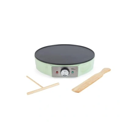 Image of Giles &amp; Posner EK6223GSGR Crepe Maker Electric Pancake Hotplate, Non Stick Cooking Surface, Large 30cm (12) Plate, Adjustable Temperature Control Knob, Batter Spreader Spatula, 1200 W, Green