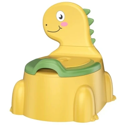 Image of Potty Training Toddler Toilet Seat, Potties for Children Infant Baby Chair with Splash Guard, Lid, Comfortable Backrest Portable Travel Ages 1 6 Boys and Girls, Yellow