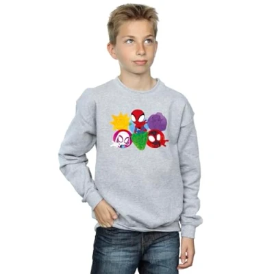 Image of Marvel Boys Spidey and His Amazing Friends Faces Sweatshirt Sport Grey 3 4 Years