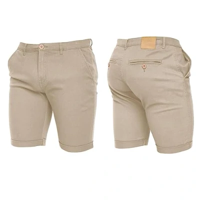 Image of Crosshatch Mens Stretch Slim Fit Chino Shorts with Pockets for Summer, Holiday, Golf by Jeanbase Beige 40