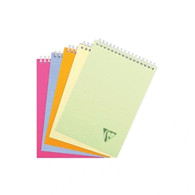 Image of Clairefontaine Ref 328645C Linicolor Wire bound Notebook (80 Sheets) A5 Size, 90gsm Brushed Vellum Paper, Polypro Cover, Squared Ruling Assorted Colours (Pack of 1)