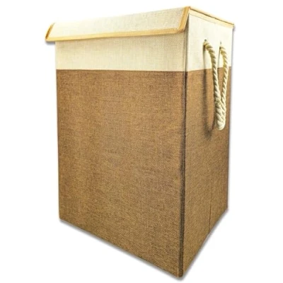 Image of 75L Laundry Basket With Lid Handles Washing Clothes Storage Folding Bag Hamper (Beige)
