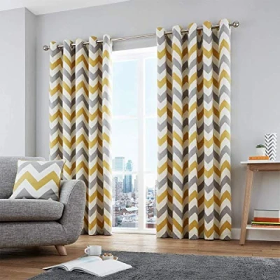 Image of Fusion Chevron Curtains, 228 x 183cm, Ochre