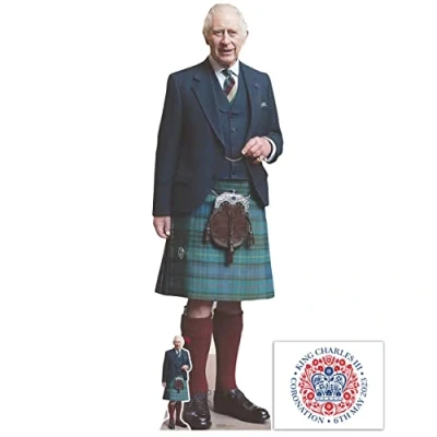 Image of King Charles III Kilt Coronation Lifesize Cardboard Cutout/Standee/Standup includes mini cutout and 8x10 photo