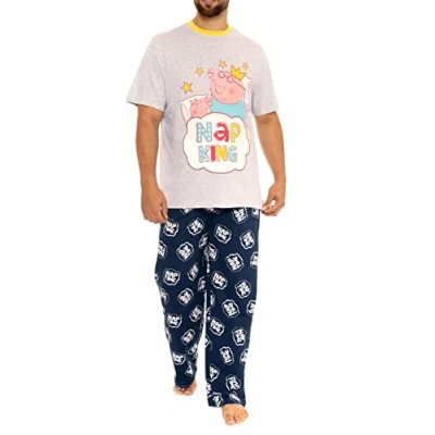 Image of Peppa Pig Mens Daddy Pyjamas Grey Large