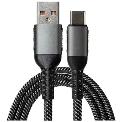 Image of Maplin Fast Charging USB C to A 2.0 Braided Cable, 1m, and Syncing, for Apple MacBook, iPad Pro, Air, Samsung Galaxy phones, Microsoft Surface, Google Pixel, Honor more
