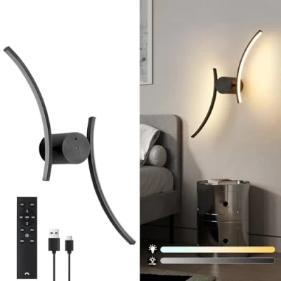Image of HARPER Living Wall Light Battery Operated, USB Rechargeable Lights Indoor, Remote &amp; Touch Control, LED Wireless 360 Rotatable, Dimmable Sconce Lamp for Bedroom Room