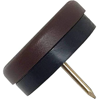 Image of Adsamm® / 32 x Glides in plastic with nail and rubber cushion Ø 1,18&#039;&#039; (Ø 30 mm) brown round Premium quality furniture sliders bumper by
