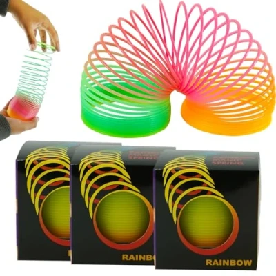 Image of HOVUK 3x Rainbow Kids Magic Spring 6.5cm Playable Toys for Boys Girl Party Loot Bag Stocking Fillers Toy, Plastic Sensory