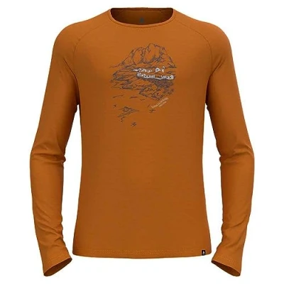 Image of Odlo Men Long sleeve shirt ASCENT MERINO 200 DAWN TRACKS, honey ginger, S