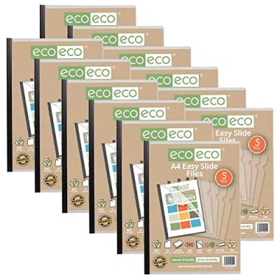 Image of eco A4 50% Recycled Bag 60 Easy Slide Files, Clip bar Project Report eco051x12 Black