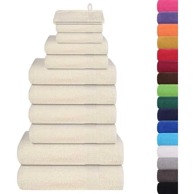 Image of vidaXL 12 Piece Towel Set Cream 360 gsm 100% Cotton