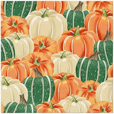 Image of 20 Napkins Autumn Everywhere Pumpkins as Table Decoration Paper with Motif Also for Decoupage and 33 x cm