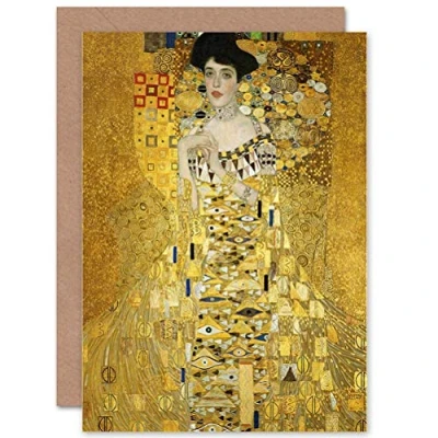 Image of Wee Blue Coo Gustav Klimt Portrait Of Adele Bloch Bauer Sealed Greeting Card Plus Envelope Blank inside