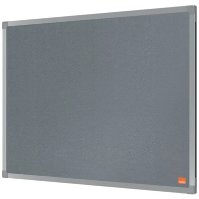 Image of Nobo Felt Noticeboard, 600 x 450 mm, Aluminium Trim, Corner Wall Mounting, Essence Range, Grey, 1915204