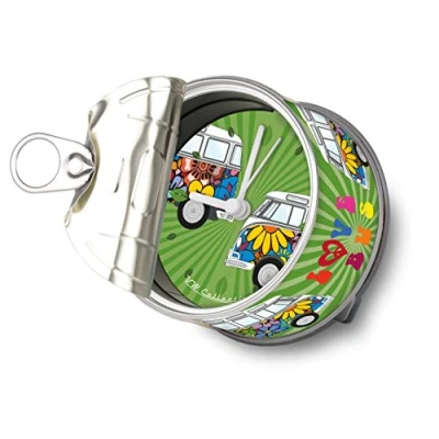 Image of BRISA VW Collection Volkswagen Table Clock, Magnet MyClock also customizable, Photo Gift in T1 Bus, Beetle, GTI Design (Love Bus/Green)