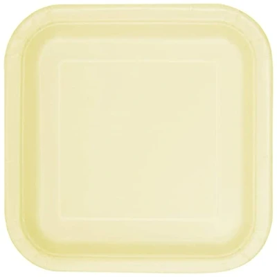 Image of Unique 32360 Party Tableware 7&quot; Square Dessert Plates Classic Ivory Color Theme 16ct, Pack of 16
