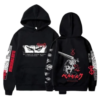 Image of acsewater Unisex Berserk Hoodie Guts Sweatshirt The Black Swordsman Harajuku Casual Jumper