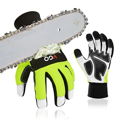 Image of Vgo... Chainsaw Gloves 12 Layer Protection on Both Hands, Safety Foresty Work with Touchscreen in Goat Leather(XXL,1 pair)