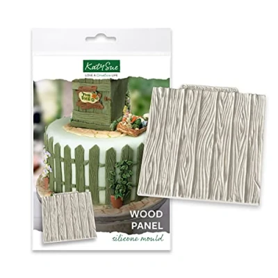 Image of Katy Sue Wood Panel Silicone Mould for Cake Decorating &amp; Crafts Makes Detailed Textured Grain or Fence Designs, Design Size = 102 x 3mm (or 4.02 0.12 inch)