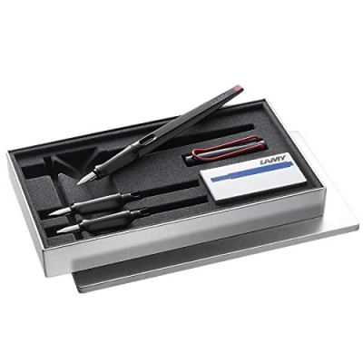Image of LAMY Joy Calligraphy Set in Black with Blue Ink Cartridges