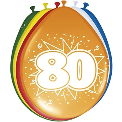 Image of Folat 08280 80th Birthday Balloons, 8 pieces