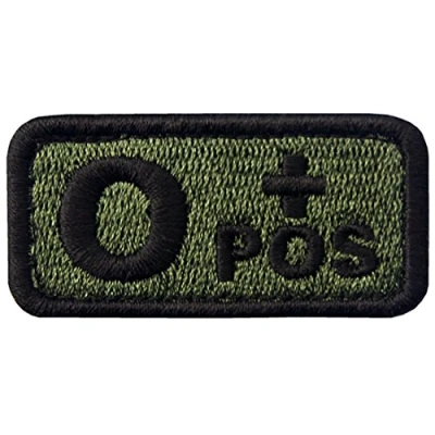 Image of Tactical Type O Positive Blood Patch Embroidered Morale Applique Fastener Hook &amp; Loop Emblem Olive Drab