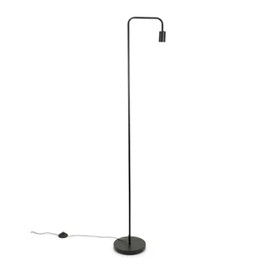 Image of Industrial Style Black Metal Curved Stem Standing Floor Lamp Living Room Hallway Light