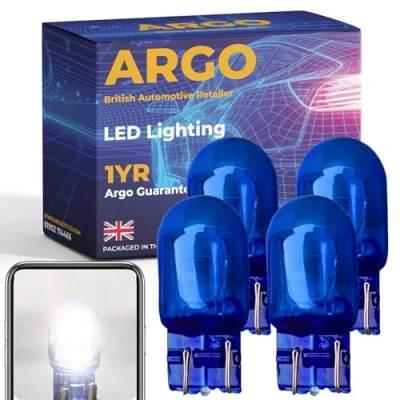 Image of Argo 4 Pcs W21/5w Bulb Xenon White 6000k 12v DRL Daytime Running Lights W21w 7443 Upgrade Super Bright Light T20 Car Van Wedge 580 Headlight