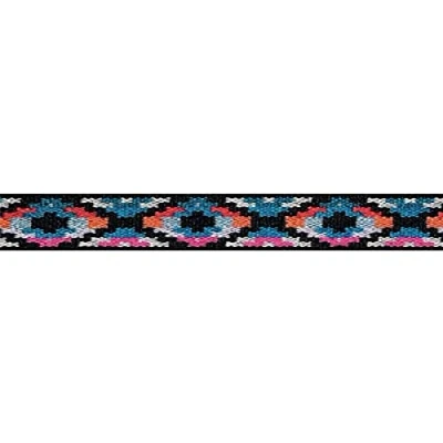 Image of Prym Blue, Pink &amp; Multi Ethnic Design Patterned Colour Elastic 25mm/1in (7mtr), Polyester blend, 15 x 3 cm