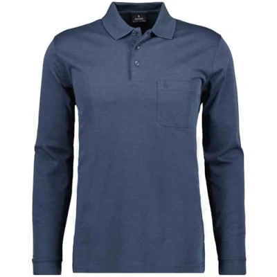 Image of RAGMAN Men&#039;s Long Sleeved Poloshirt Soft Knit blue One size