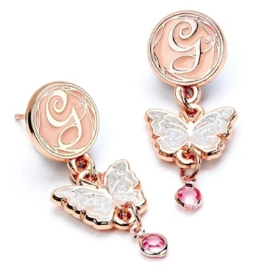 Image of Wicked Glinda Drop Butterfly Earrings Rose Gold Colour