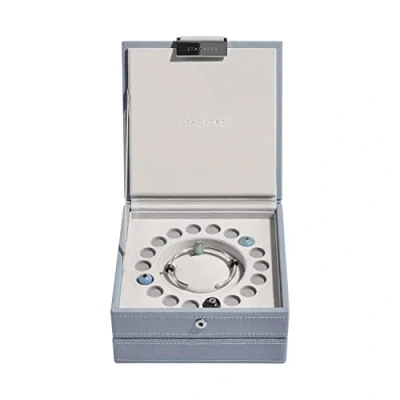 Image of Stackers Set of 2 Dusky Blue Charm Jewellery Box with Chrome Fitting