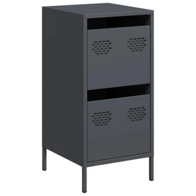 Image of vidaXL Sideboard Anthracite Cold rolled Steel Storage Cabinet with Drawer and Shelf, 35x39x73.5 cm Modern Metal Furniture for Home, Office, Bedroom, Living Room