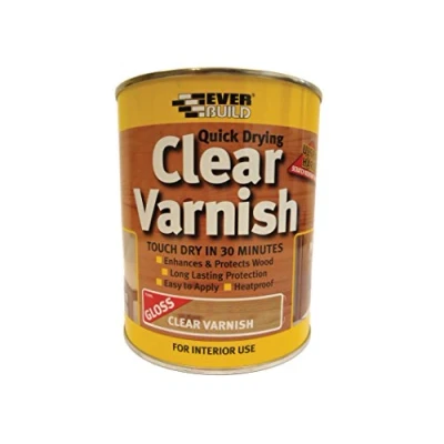 Image of Everbuild Quick Drying Clear Varnish Indoor use Ideal for interior wood Scratch resistant Gloss Finish 750ml