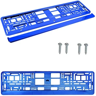 Image of PAIR (2PCS) SUPER BLUE GLOSS Car Registration License Number Plate Surround Holder Frame