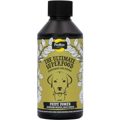 Image of Proflax Natural Puppy Power Supplement, 250ml Supports Healthy Bones, Joints, Skin &amp; Heart for Puppies Includes Calming Properties to Support Behaviour Training Fast Acting Vet Approved