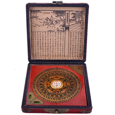 Image of Juanxian Chinese Feng Shui Luo Pan Compass with Dragon &amp; Phoenix, Metal, 1.71 pounds
