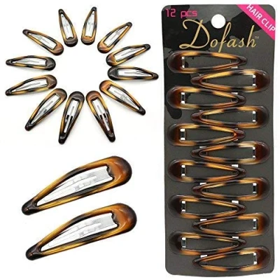 Image of Dofash 12pcs 5CM/2IN Epoxy Snap Hair Clips Small Slides Barrettes Accessories for Women（TORTOISE AMBER）