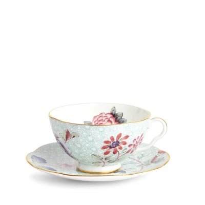 Image of Wedgwood 5C106805128 Cuckoo Cup &amp; Saucer Set, Fine Bone China, Green