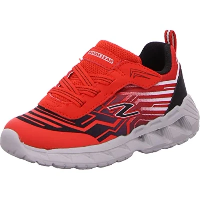 Image of Skechers Boy&#039;s Magna Lights Sneaker, Red Synthetic Mesh Black Trim, 5 UK Child