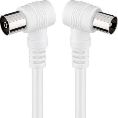 Image of Levitantes TV Cable 10 Meters Full HD Coaxial Aerial 90 Degree Angled Radio Male to Female Straight White
