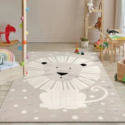 Image of the carpet Jungle Kids Soft Durable Rug for Children&#039;s Room, 3D Effect, Easy Care Rug, Lion, 80 x 150 cm