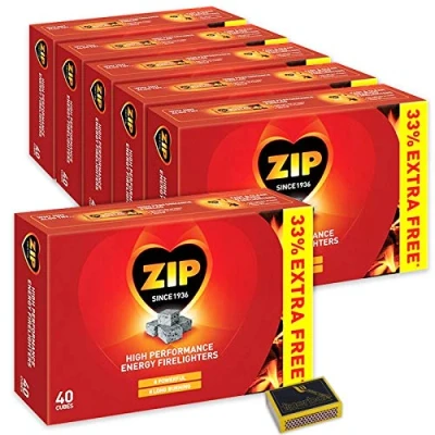 Image of 6 X Packs of 40 Zip High Performance Energy Block Firelighters. Long Burning, Powerful &amp; Reliable for Open Fires, Stoves, BBQs Tigerbox Safety Matches